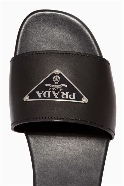 prada triangle logo slides|Prada shoes for women.